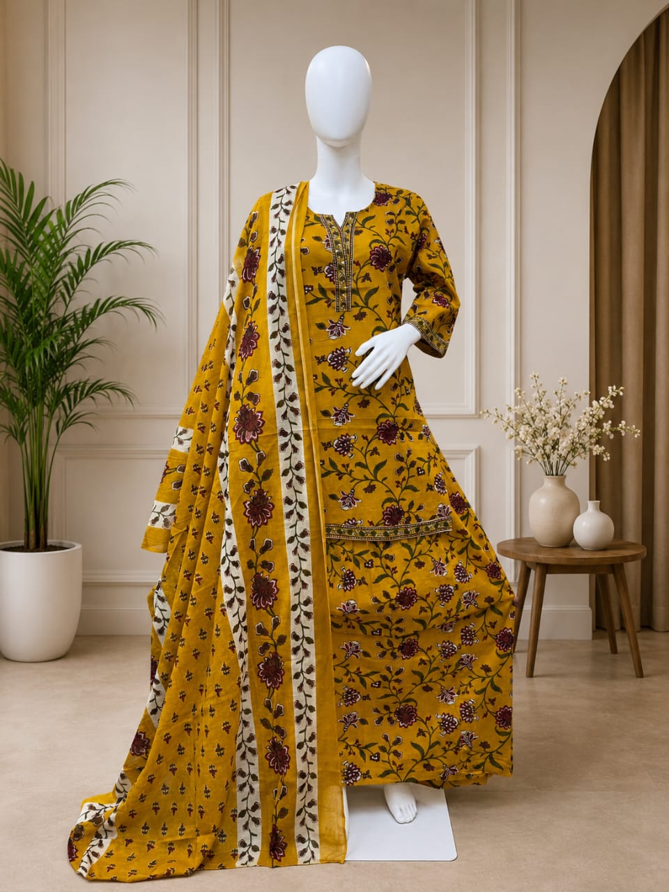 Cotton Kurta with skirt with malmal dupatta