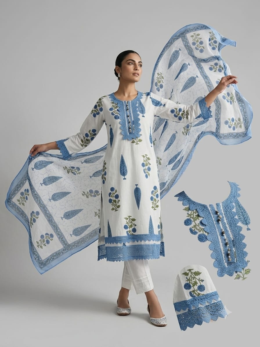 designer Cotton Kurta with Pant Set