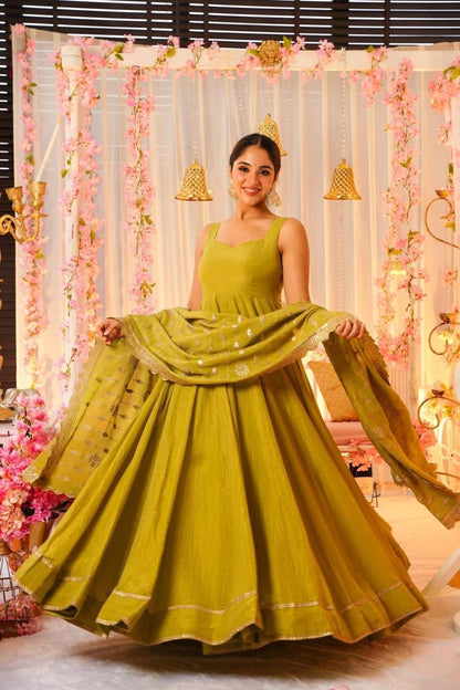 Shree Designer Party Wear Look Gown With Bottom And Dupatta