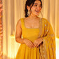 Yellow Embroidered Maxi Dress With Dupatta