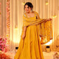 Yellow Embroidered Maxi Dress With Dupatta