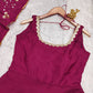 Wine Color Partywear Sequins Embroidered Gown