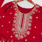 Red Indian Party Wear Gown In Chinon With Embroidery And Sequence