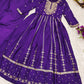 Purple Indian Party Wear Gown In Chinon With Embroidery And Sequence Work