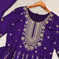 Purple Indian Party Wear Gown In Chinon With Embroidery And Sequence Work