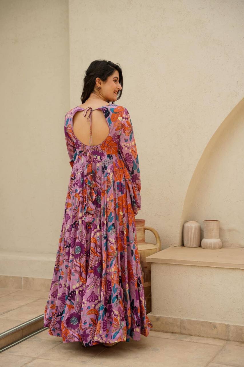 Purple Glory Chinon Maxi -Buy Designer Ethnic Wear For Women