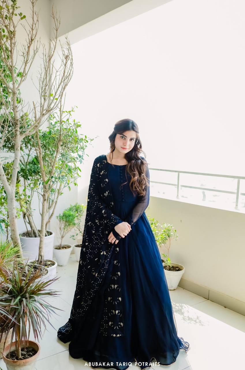 Moss Blue Anarkali Set