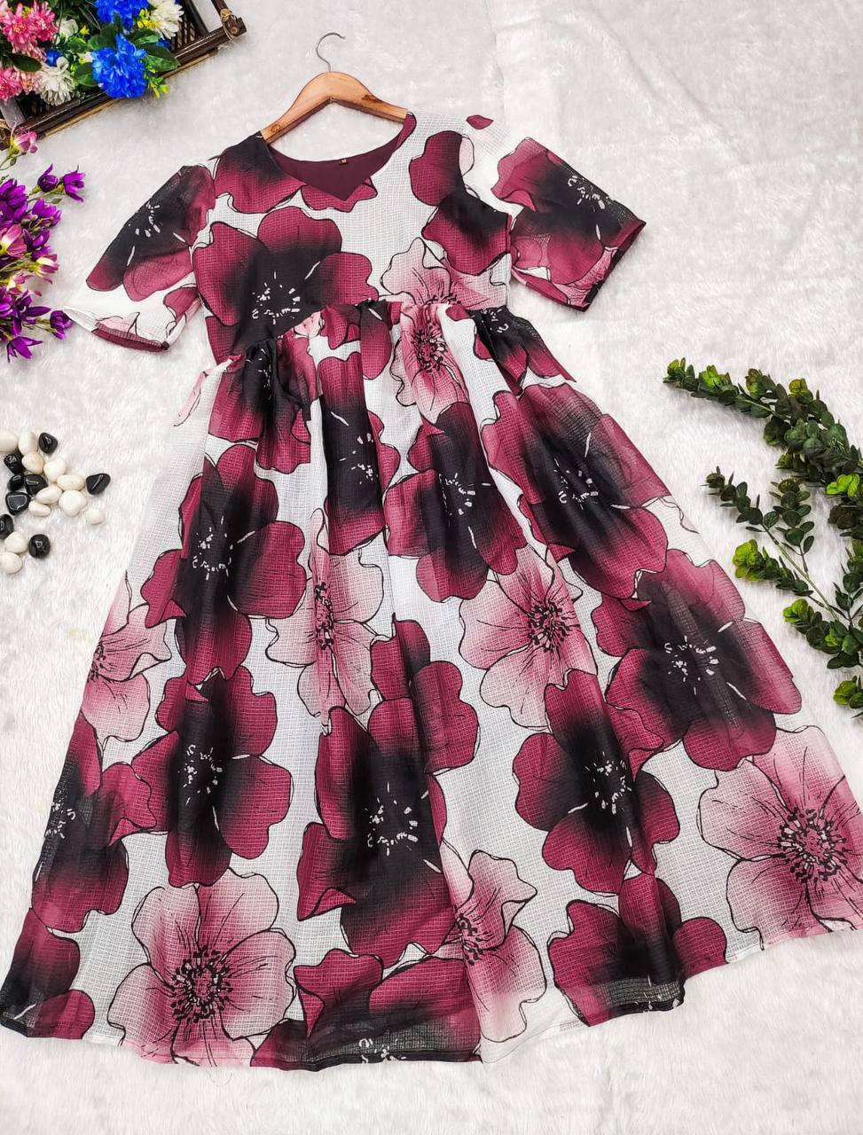 Flower Printed Midi Dress