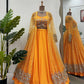 Wedding Wear Haldi Special Orange Color Lehenga Choli With Koti