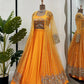 Wedding Wear Haldi Special Orange Color Lehenga Choli With Koti