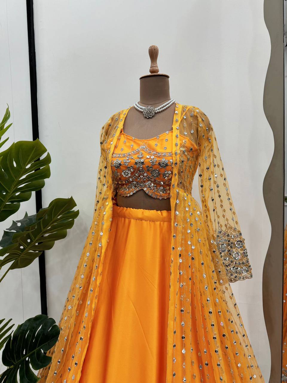 Wedding Wear Haldi Special Orange Color Lehenga Choli With Koti