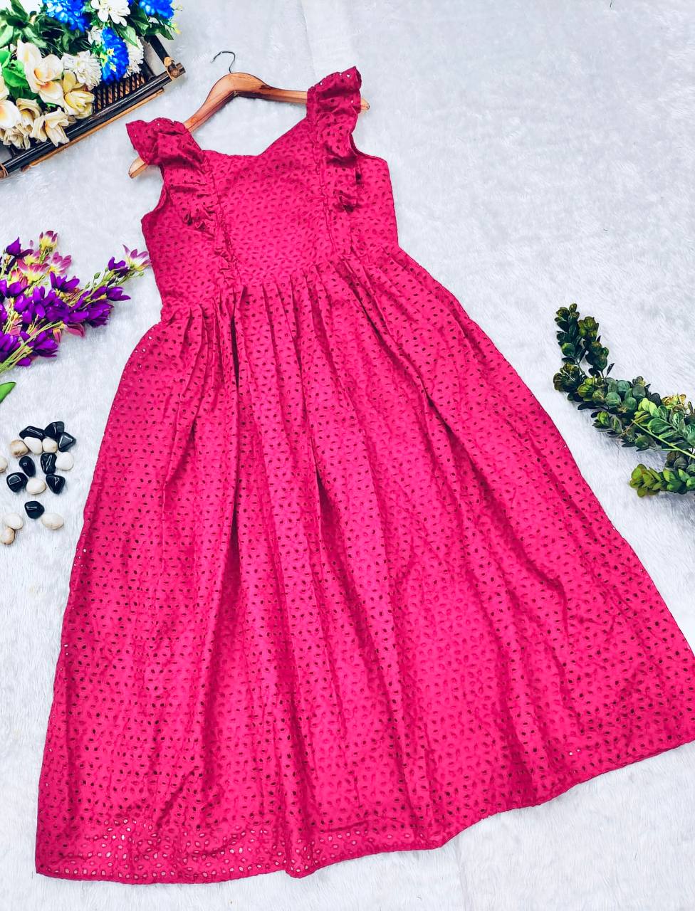 Pink Blossom Cotton Dress - Shree