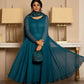 Deep Blue Flared Lined Anarkali Suit Set