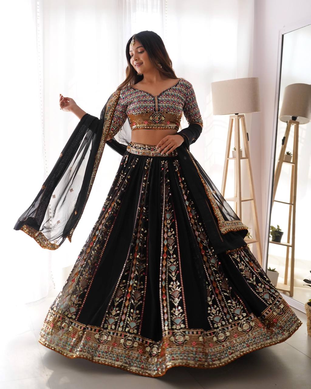 Stunning Black Evening Reception Party Special Lehenga Choli