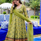 Green Printed Anarkali Gown With Dupatta