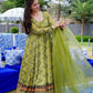 Green Printed Anarkali Gown With Dupatta