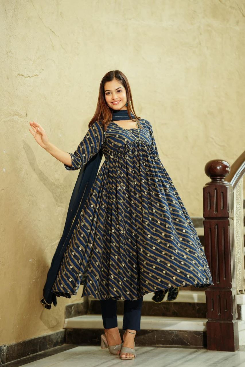 Alia Pattern Kurti Pant & Dupatta Set