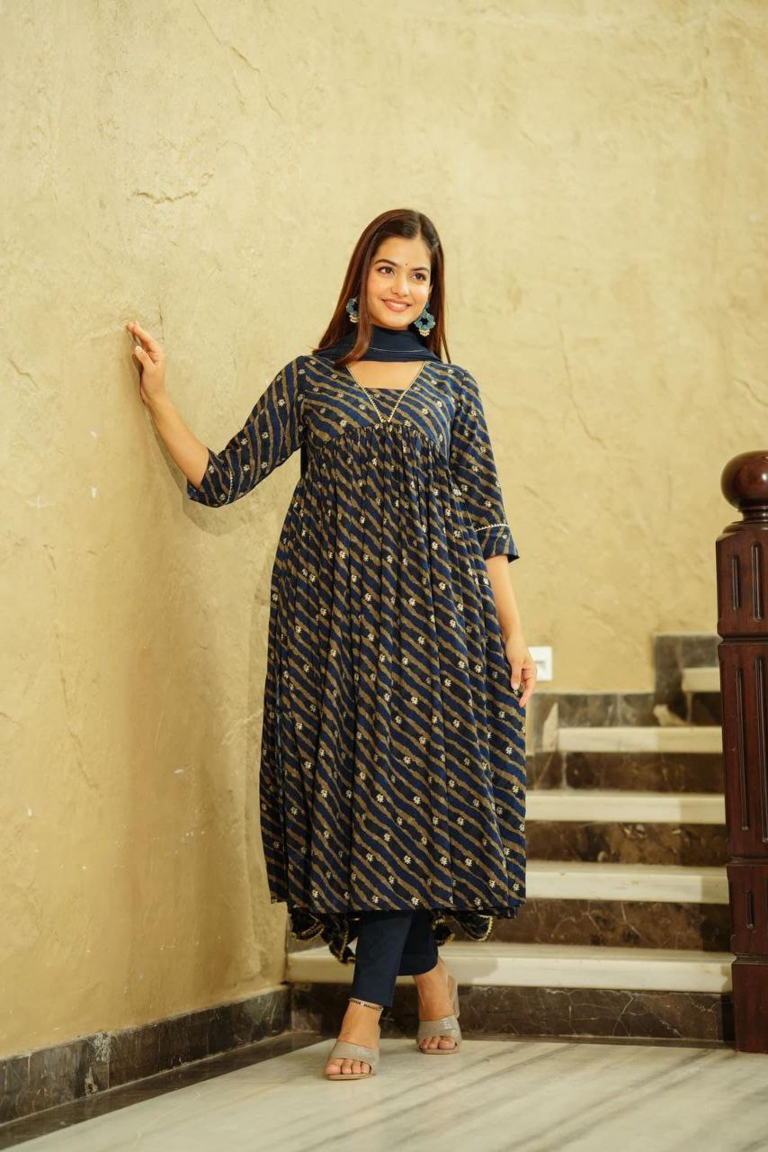 Alia Pattern Kurti Pant & Dupatta Set