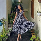 Beautiful Pure Cotton Printed Flower Middi Gown