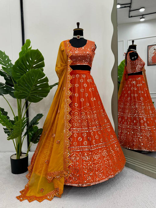 Orange Color Designer Sequence Work Designer Lehenga Choli