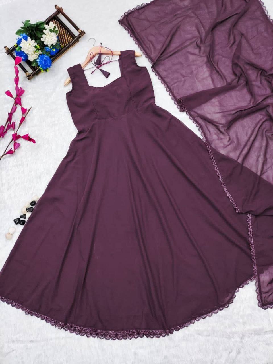 Purple Anarkali Suit With A Sweetheart Neckline