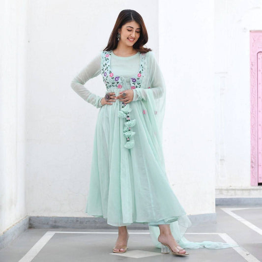 MINT EMBROIDERY SUIT - SHREE FASHION