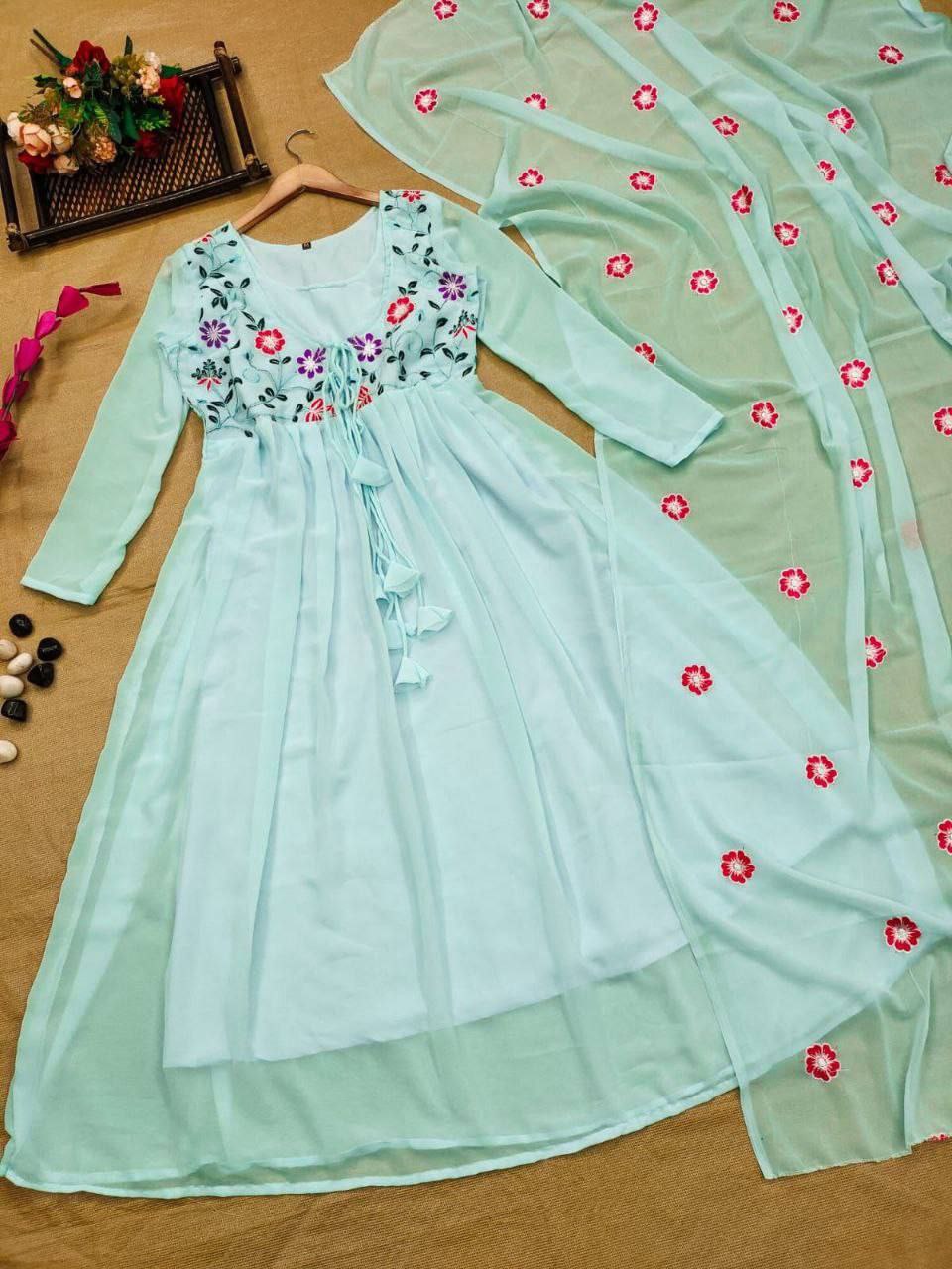 MINT EMBROIDERY SUIT - SHREE FASHION