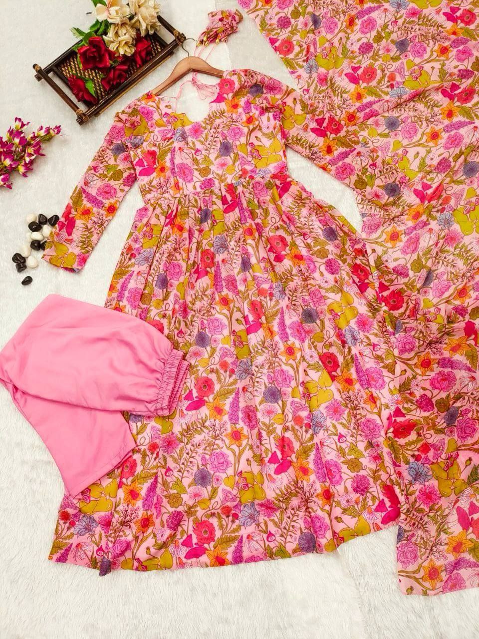 Buy Pink Kurta Suit Sets For Women by Shree Fashion