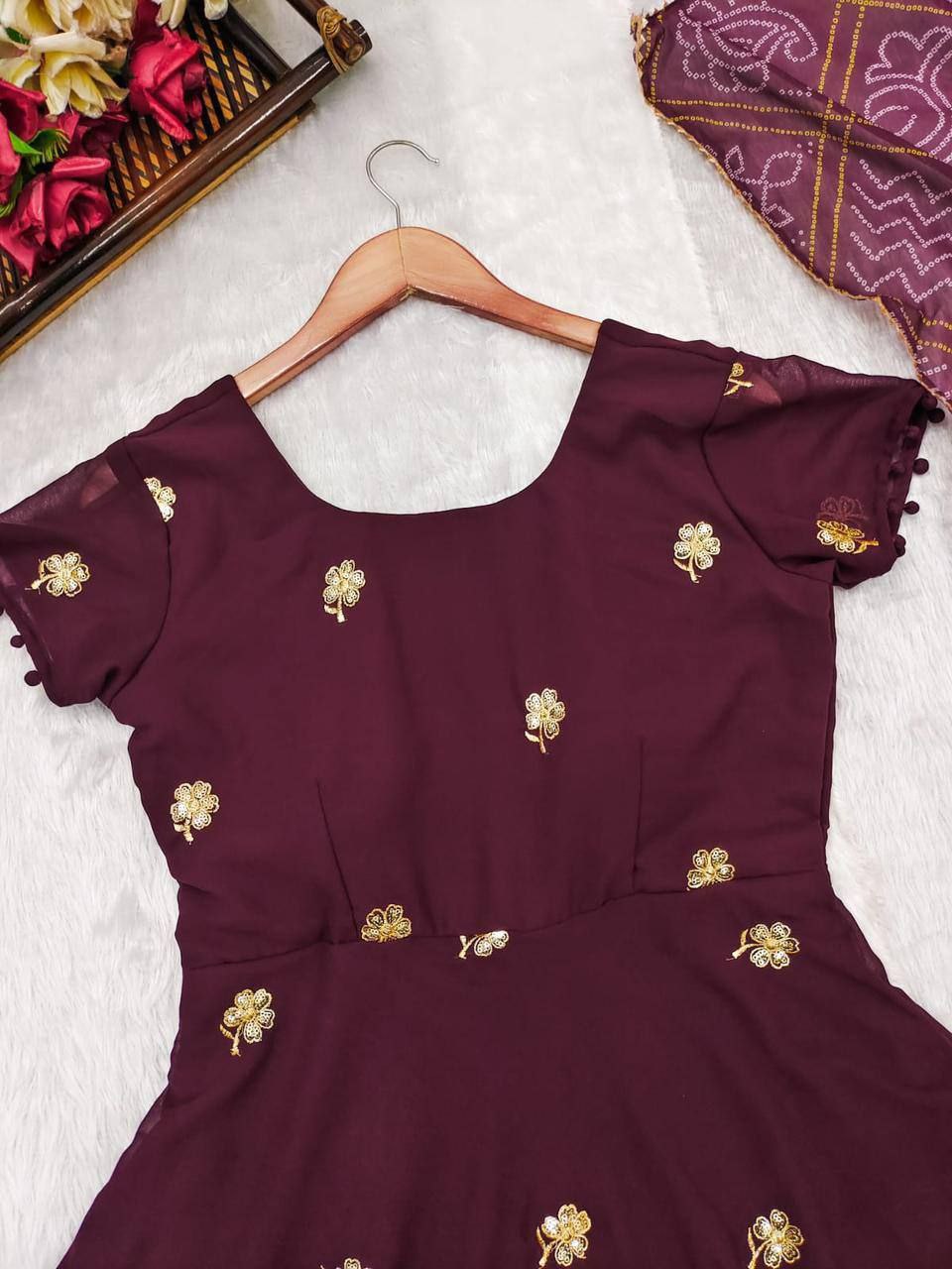 WINE BANDHANI KURTA SET