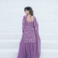 Lilac Thread Work Georgette Kurta Set