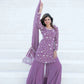 Lilac Thread Work Georgette Kurta Set