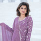 Lilac Thread Work Georgette Kurta Set