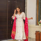 White-Red Embroidered Georgette Anarkali Suit Set