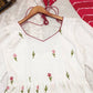 White-Red Embroidered Georgette Anarkali Suit Set