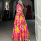 New Launch Silk Crep Floral Print Long Gown - Shree Fashion