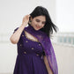 The Beautiful Purple Embroidered Anarkali Dress With Georgette Bandhani Dupatta