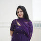 The Beautiful Purple Embroidered Anarkali Dress With Georgette Bandhani Dupatta