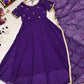 The Beautiful Purple Embroidered Anarkali Dress With Georgette Bandhani Dupatta