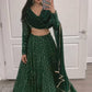 Green Chikankari Lehenga Set With Choli & Dupatta by Shree Fashion