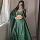 Green Chikankari Lehenga Set With Choli & Dupatta by Shree Fashion