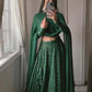 Green Chikankari Lehenga Set With Choli & Dupatta by Shree Fashion