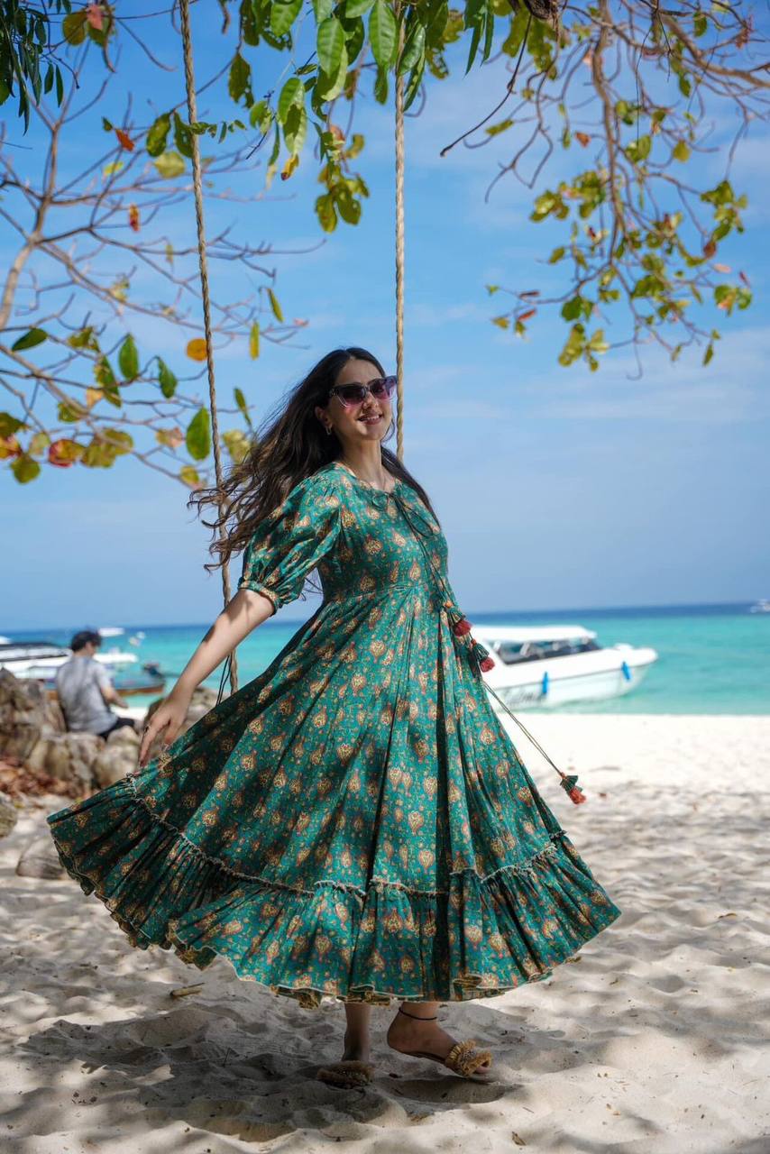 Green Maxi Dresses For Women by shree fashion