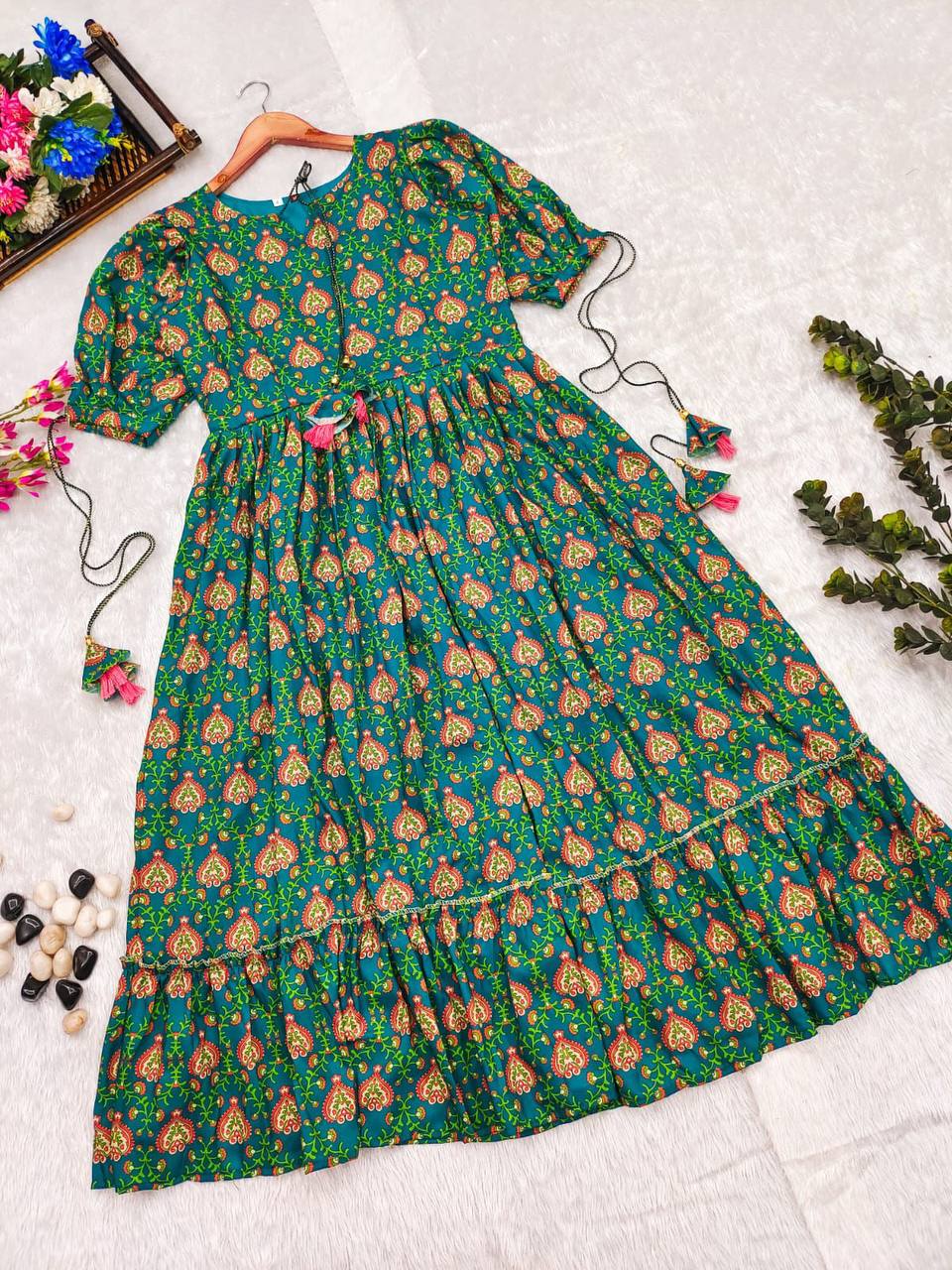 Green Maxi Dresses For Women by shree fashion