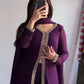 Western Designer Wine Color Georgette Kurti Suit