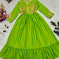 Green Color Tibby Silk Tlhread And Sequence Work Long Gown