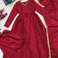 Red  Metal Chinnon Anarkali Dress