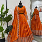 Orange Color Embroidered Semi Stitched Bridal Lehenga Choli