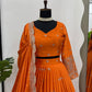 Orange Color Embroidered Semi Stitched Bridal Lehenga Choli