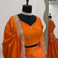 Orange Color Embroidered Semi Stitched Bridal Lehenga Choli