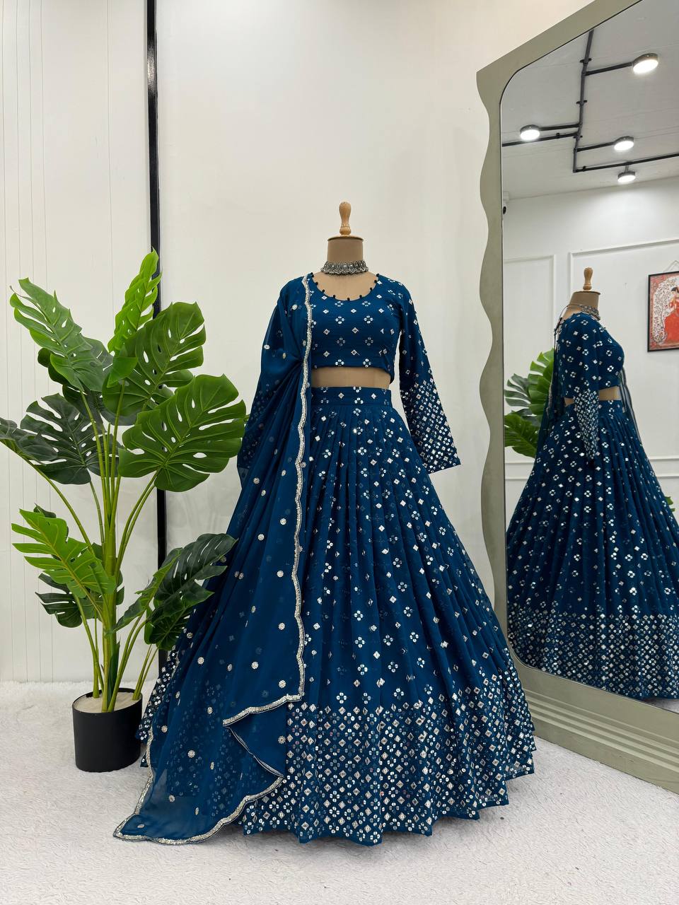 Shree Peacock Zariwork Georgette Readymade Lehenga Choli